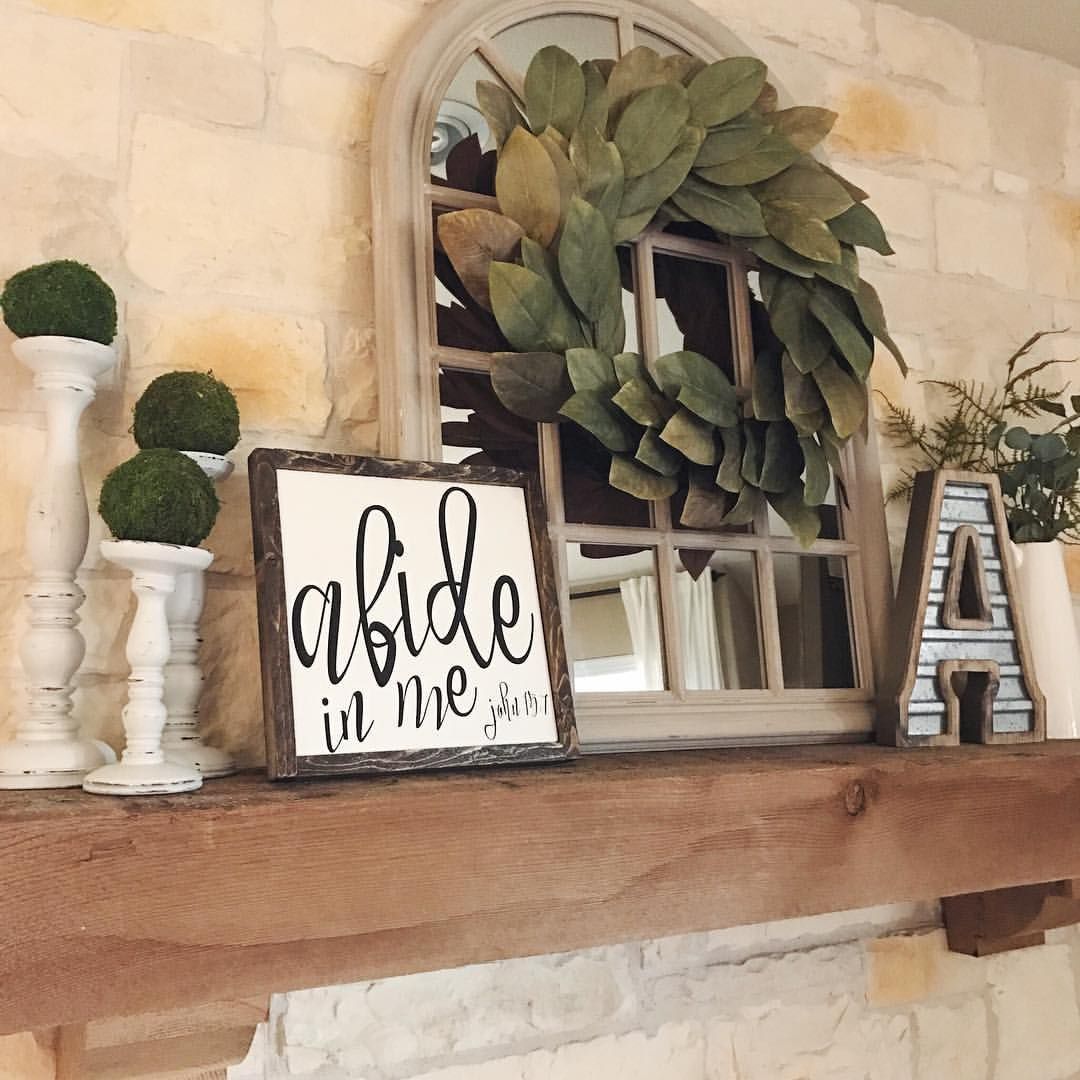 Farmhouse Mantel, Austin Stone Mantel, Magnolia Wreath   See this Instagram photo by @thelilacdoor -   24 mantle decor wreath
 ideas