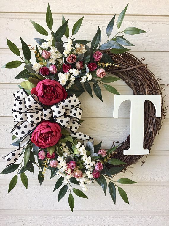 Everyday Beautiful Monogram Wreath, Everyday Wreath, Grapevine Flower Wreath, Spring Wreath , Summer -   24 mantle decor wreath
 ideas