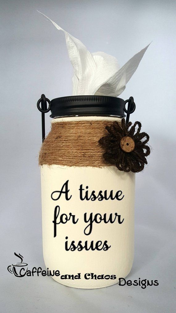 Mason Jar Tissue Holder, Mason Jar Kleenex, Tissue Holder, Painted Tissue Jar -   24 mason jar burlap
 ideas
