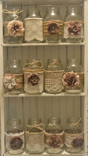 12 Mason Jar Wedding Centerpieces, Rustic Wedding, Burlap Mason Jar Sleeves, Jar Not Included, Bridal Shower Decorations -   24 mason jar burlap
 ideas