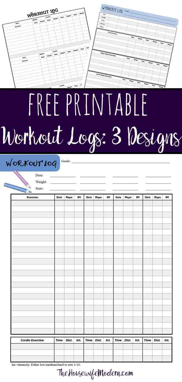 Free Printable Workout Logs: 3 Designs for Your Needs -   25 diet challenge free printable
 ideas