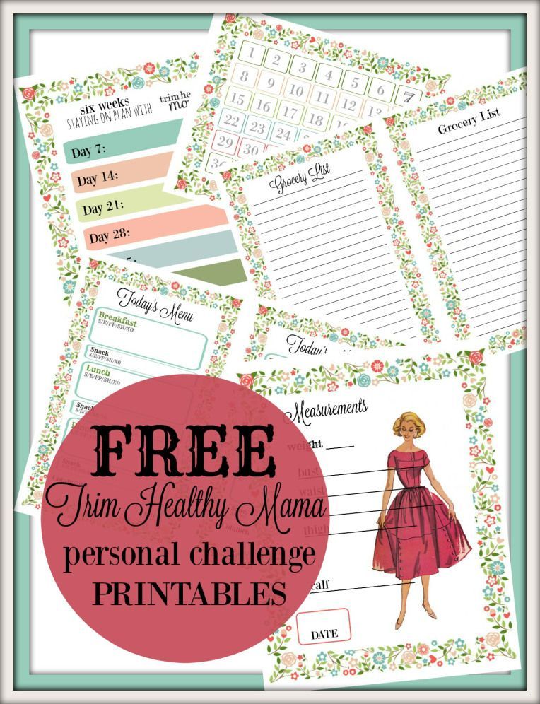 Trim Healthy Mama Printables -   25 diet challenge free printable
 ideas