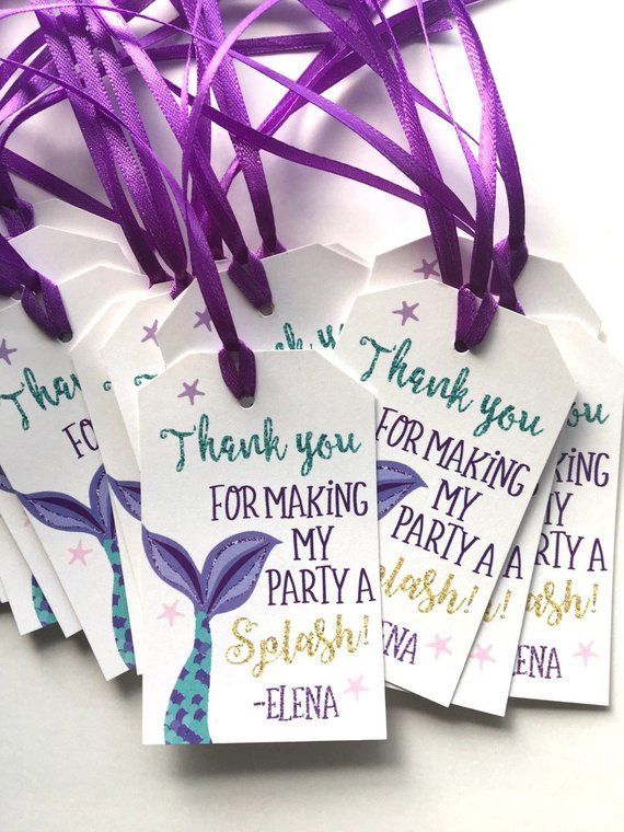 Mermaid Favor Tag, Mermaid Favor Tags, Mermaid Birthday Tags, Mermaid Birthday, Mermaid Favor Tags, Under The Sea Mermaid Party -   25 diy birthday ribbon
 ideas