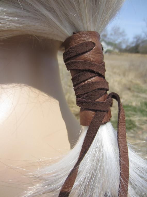 Ponytail Holder Hair Tie Brown Leather Wrap Pony Tail Cuff Hair Jewelry Z1010 -   25 diy hair wrap
 ideas