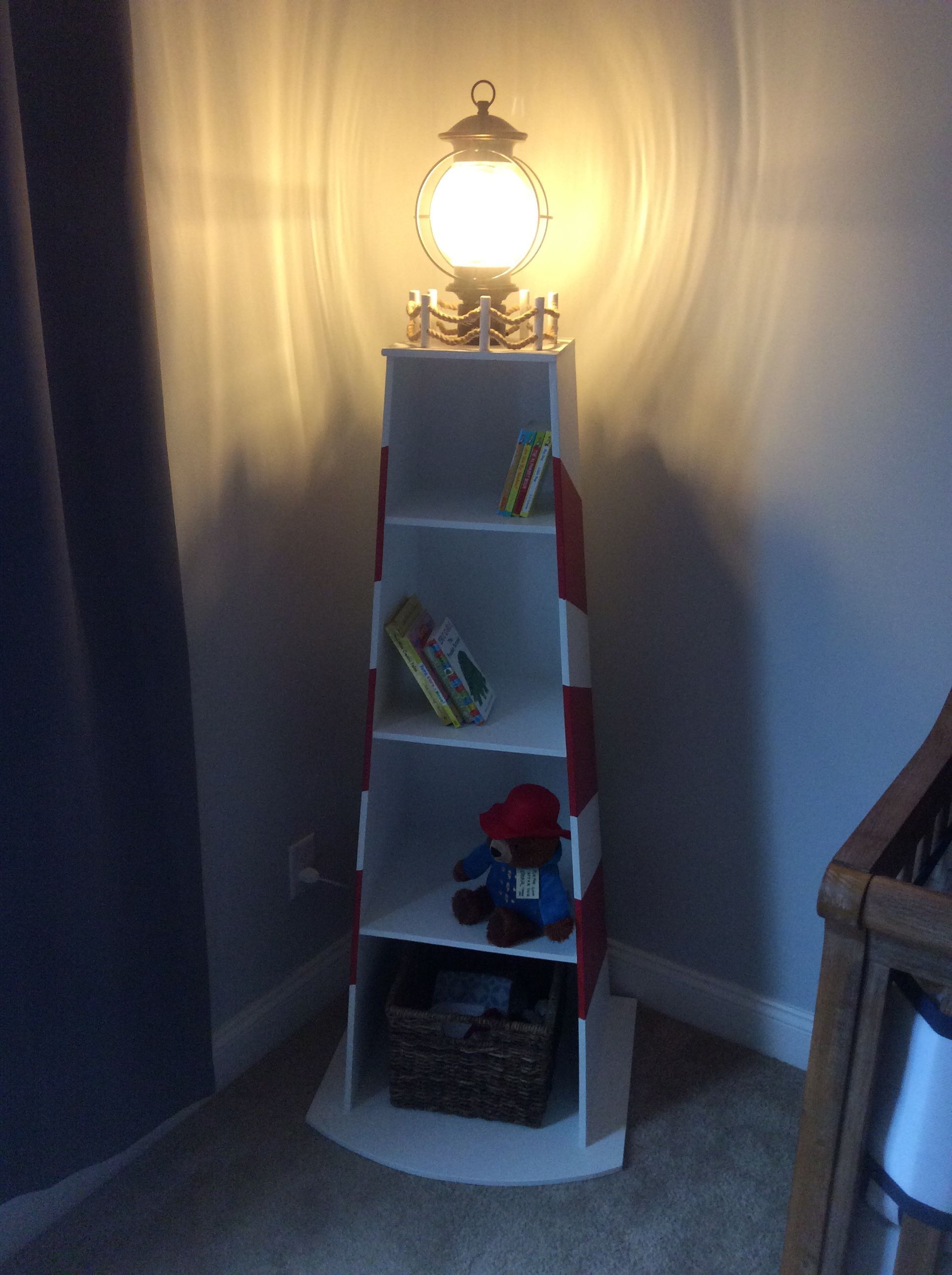 Nursery lighthouse nautical bookcase -   25 nautical decor nursery
 ideas