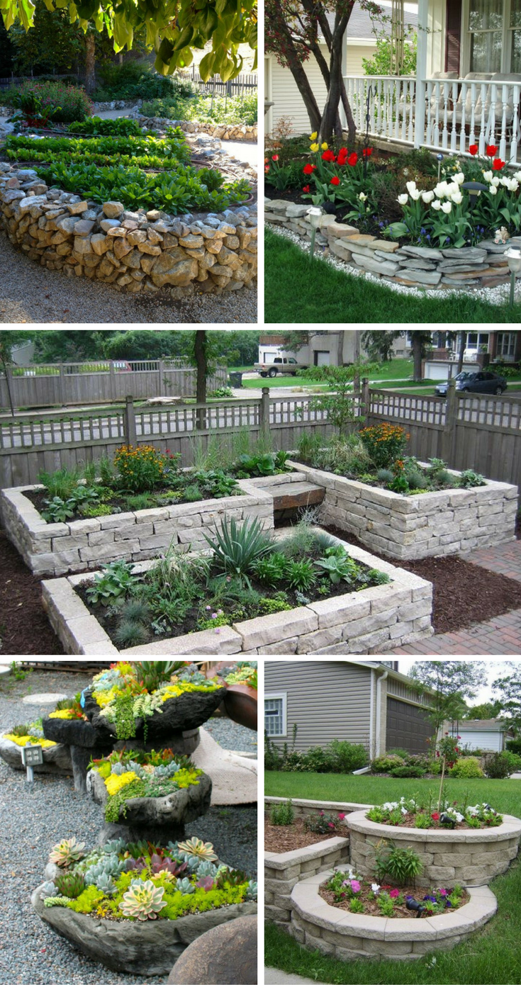 25 stone garden beds
 ideas