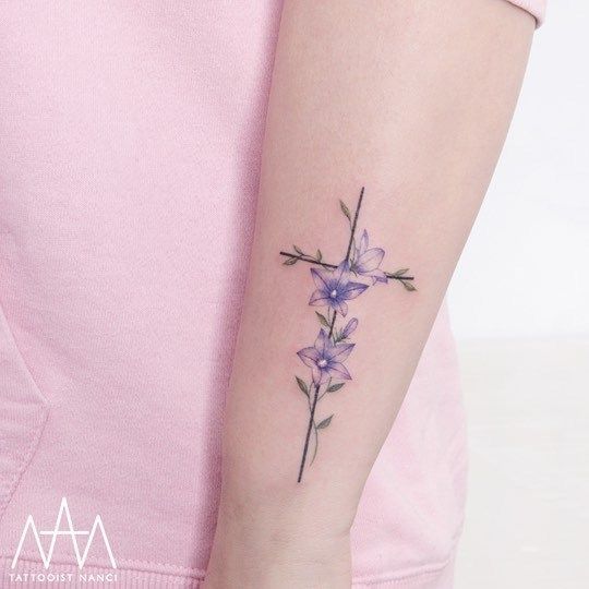 40 Colored Delicate Tattoos by Tattooist Nanci -   10 delicate cross tattoo
 ideas