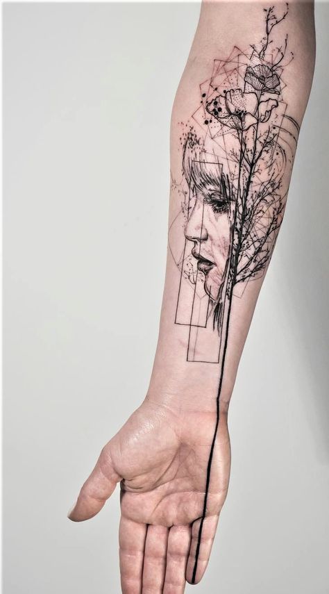 Geometric Tattoo – 'Death is the Road to Awe' graphic tattoo -   12 geometric tattoo men
 ideas