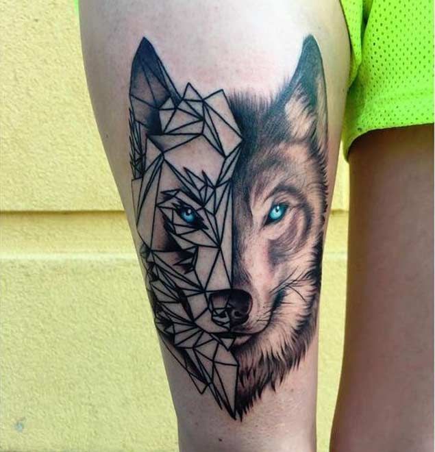 25 Amazing Geometric & Dotwork Wolf Tattoos -   12 geometric tattoo men
 ideas