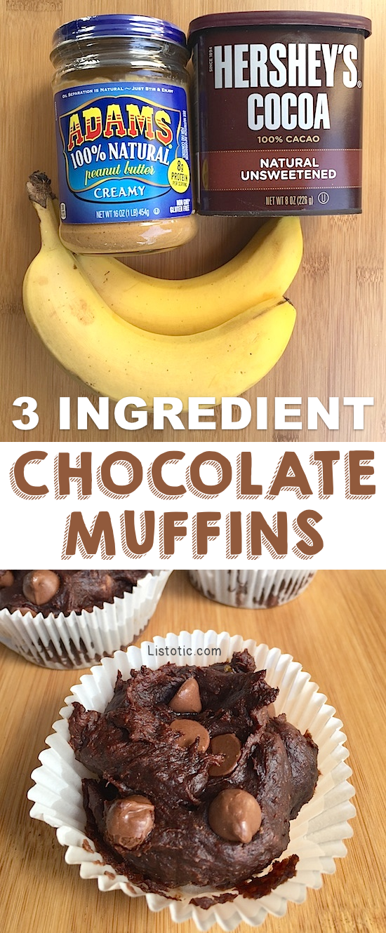 Heavenly Healthy Chocolate Muffins - Just 3 Ingredients! -   13 no sugar no flour
 ideas