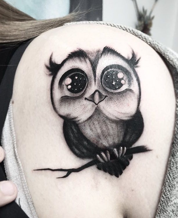 55 Shoulder Tattoo Designs You Want to Try Next -   15 night owl tattoo
 ideas