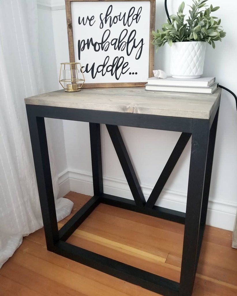 DIY Farmhouse V Side Table -   16 diy projects Decoration side tables
 ideas