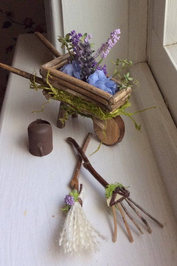 Fairy's Work by Olive* Miniatures ~ Garden Fairy Wheelbarrow And Garden Accessories Handcrafted, Fairy Garden Accessories -   16 garden furniture people
 ideas