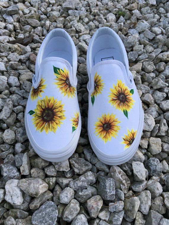 Custom Hand-painted Sunflower Vans Slip-On Shoes -   17 DIY Clothes Shoes fashion
 ideas