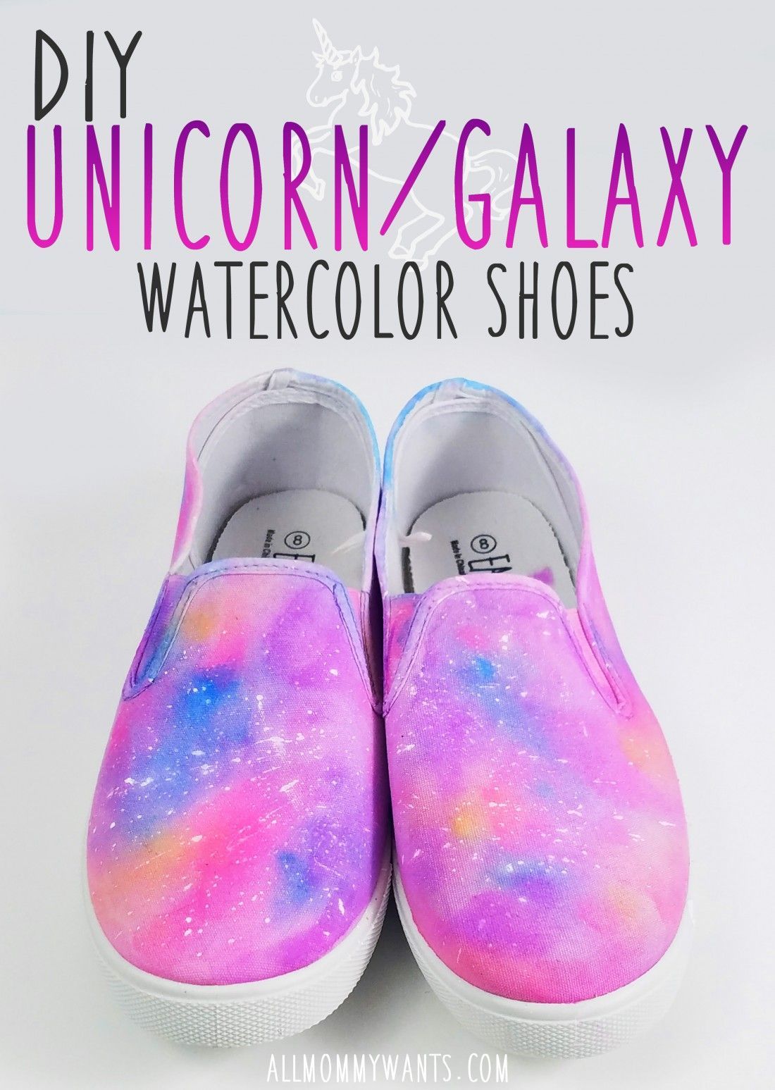 DIY - Unicorn Galaxy Watercolor Shoes Tutorial (Video -   17 DIY Clothes Shoes fashion
 ideas