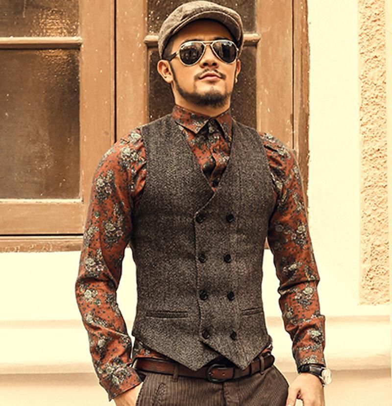 Mens Brown Double Breasted Vest -   17 hipster style homme
 ideas