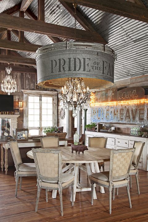 This Rustic Farmhouse Has the Most Incredible Chandelier In the Dining Room -   18 farmhouse decor dining
 ideas