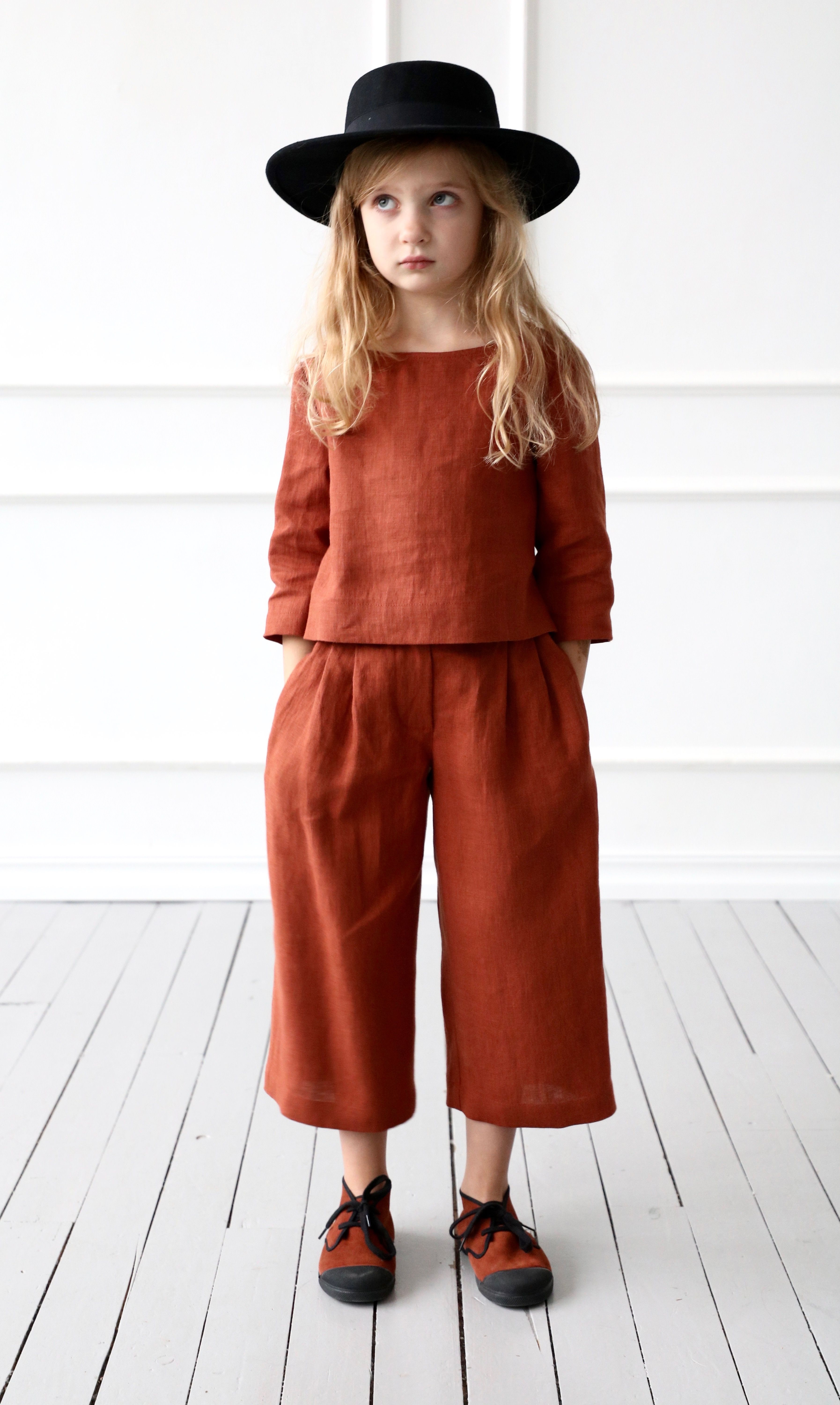 Linen culottes for girl/OFFON CLOTHING -   19 DIY Clothes For Kids dresses
 ideas