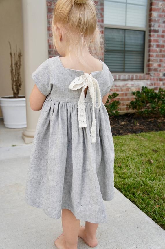 Pretty Handmade Linen Toddler Dress, little girl dress, linen dress, dress with pockets, linen and l -   19 DIY Clothes For Kids dresses
 ideas