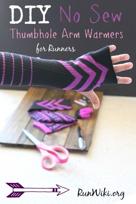 DIY No Sew Thumb Hole Arm Warmers- Runner Hacks -   19 DIY Clothes Winter tips
 ideas