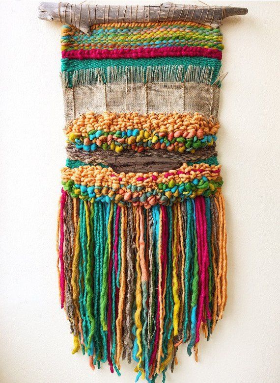 Woven wall hanging -   19 fabric crafts Art wall hangings
 ideas