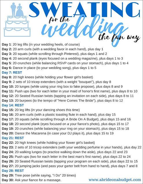 Sweating For The Wedding The Fun Way (30-day workout challenge) -   21 wedding diet skinny
 ideas