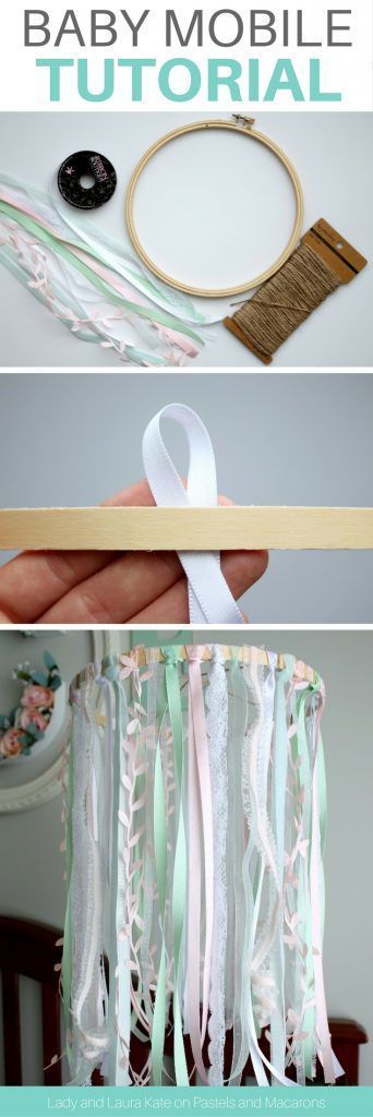 DIY Baby Mobile For Crib Using Embroidery Hoop & Ribbon -   22 diy baby room
 ideas