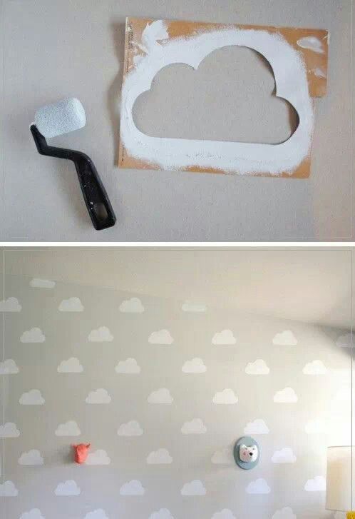 Cloud Kid's Room with Handmade Charlotte Stencils -   22 diy baby room
 ideas