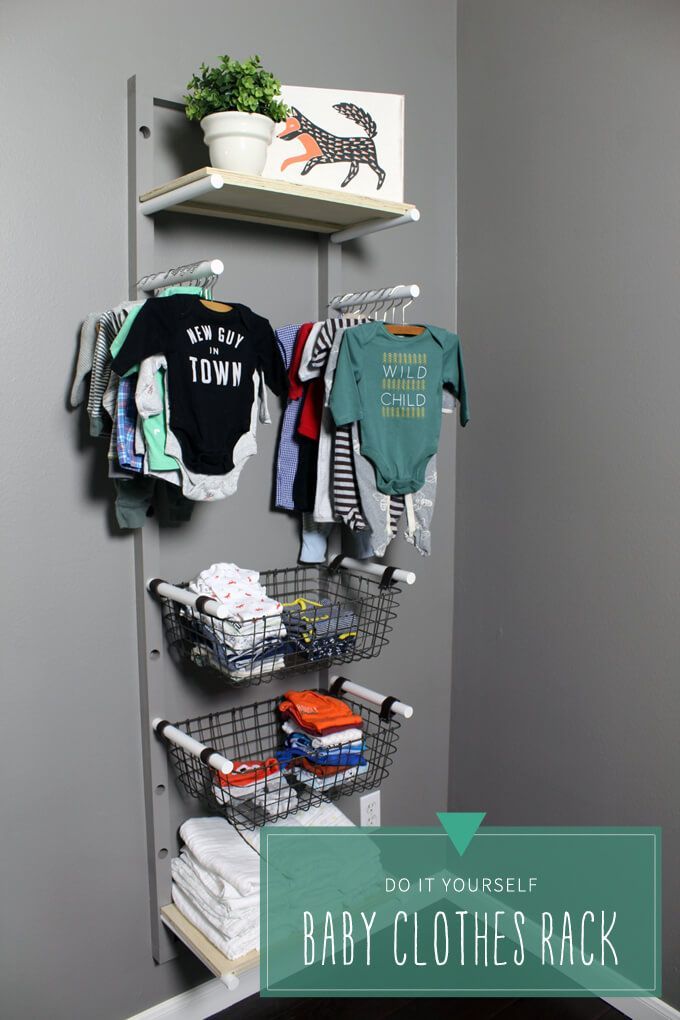 Baby Clothes Rack Storage DIY for Nursery -   22 diy baby room
 ideas