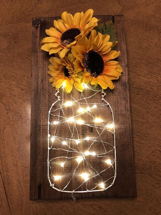 Sunflower fairy light sting art -   22 diy projects Ideas canvases
 ideas