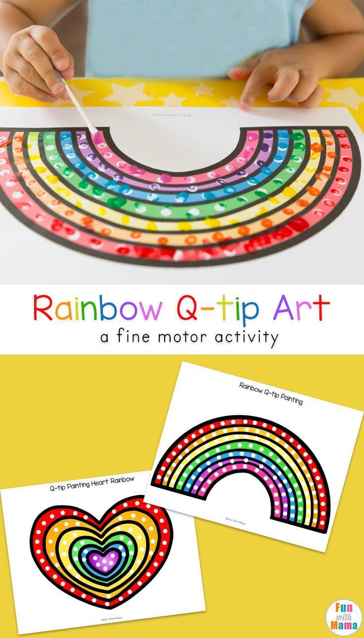 Rainbow Q Tip Art Printable -   22 preschool crafts activities
 ideas