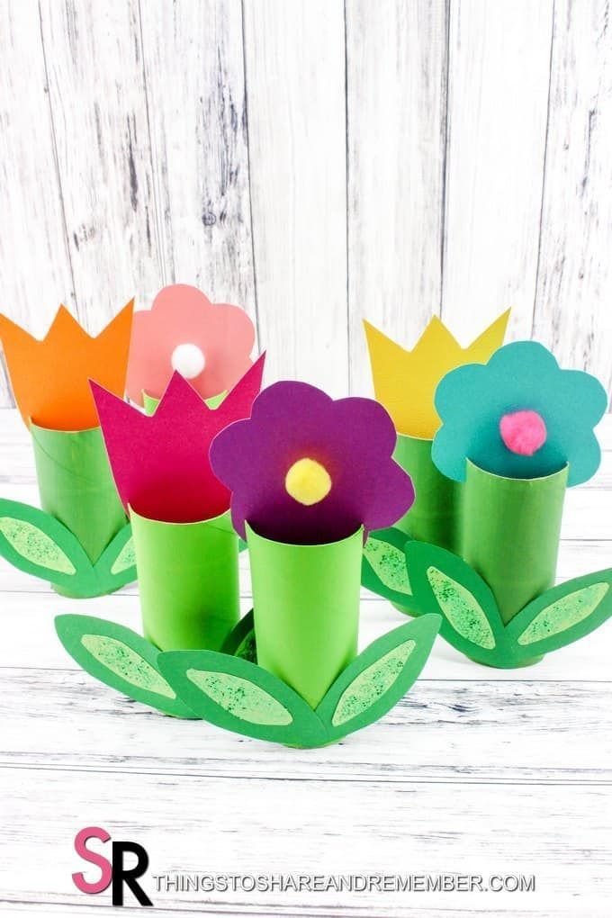 Paper Roll Spring Flowers Craft -   22 spring crafts to make
 ideas