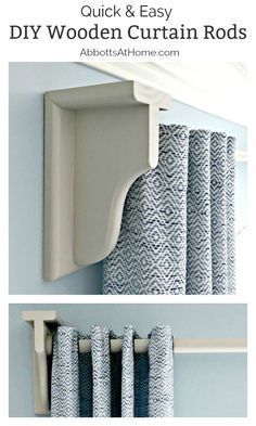 Quick & Easy DIY Wooden Curtain Rod and Brackets -   24 diy curtains rods
 ideas