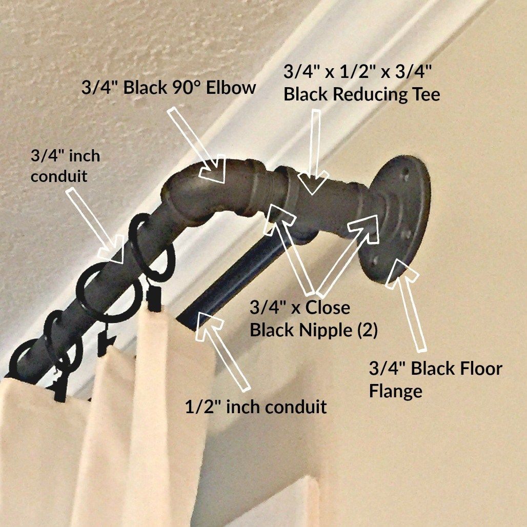 DIY double industrial conduit curtain rod. -   24 diy curtains rods
 ideas