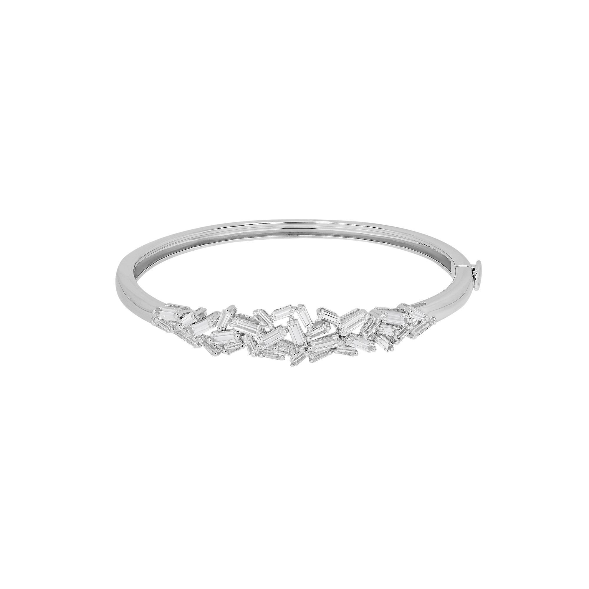 Simply Vera Vera Wang 10th Anniversary Sterling Silver Lab-Created White Sapphire Baguette Bangle Bracelet, Women's, Size: 7