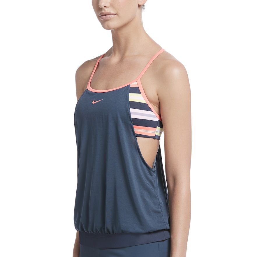 Women's Nike Sport Stripe 2-in-1 Tankini Top, Size: Medium, Blue -   13 hairstyles Weave top knot
 ideas