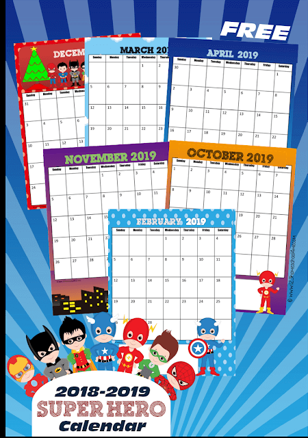 FREE Super Hero Printable Calendar -   14 Event Planning Calendar track
 ideas