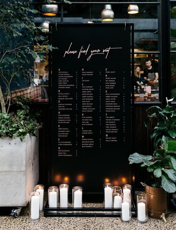 Unique Black Acrylic Seating Chart Sign - Modern, Glam-Luxe, Industrial, Bohemian Luxe Wedding -   16 wedding Modern glam
 ideas