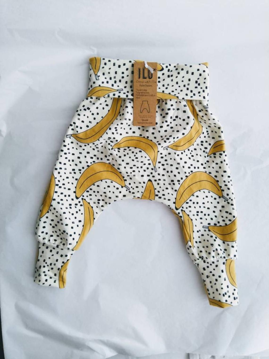 Harem Style Baby, toddler & Child Trousers - Organic Cotton jersey in a banana print -   17 DIY Clothes Hippie kids
 ideas