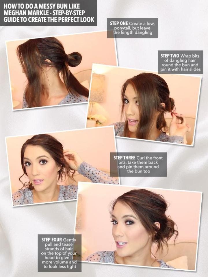 Here's your step-by-step guide to having a messy bun like Meghan Markle -   17 hair Bun how to
 ideas