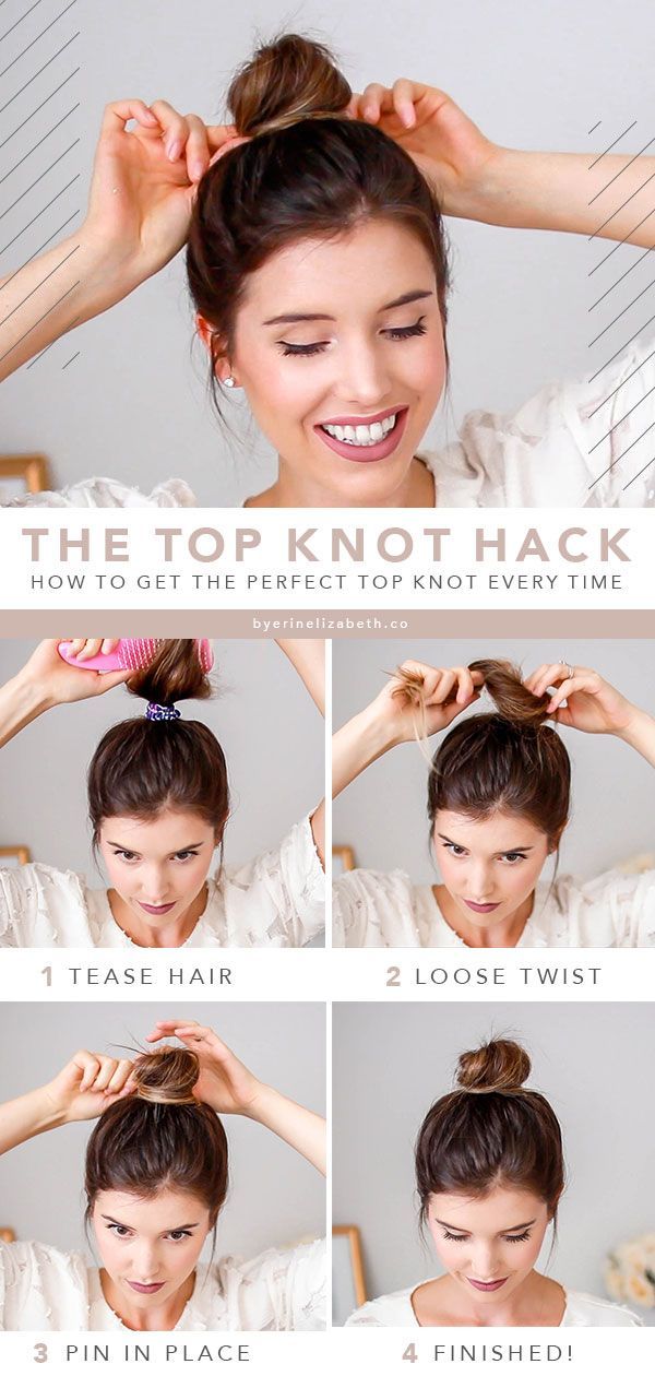3 Easy Top Knot Bun Tutorials You Can’t Mess Up -   17 hair Bun how to
 ideas