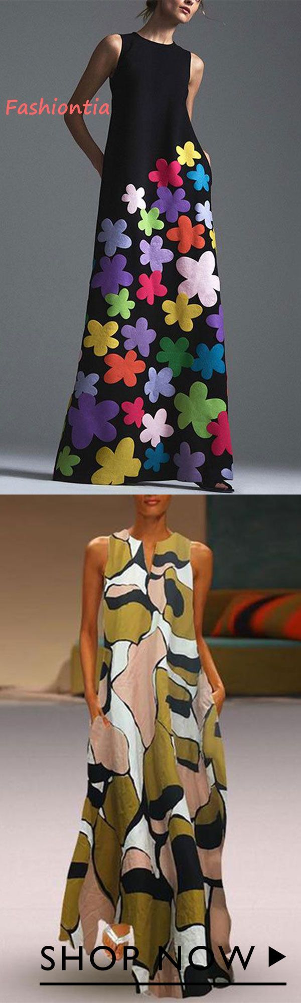 New Arrival!! Fashion Round Collar Printing Maxi Dresses -   17 urban style house
 ideas