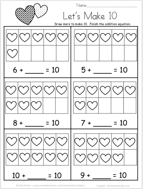 Free Valentine's Day Math Worksheets for Kindergarten Addition -   18 holiday crafts kindergarten
 ideas