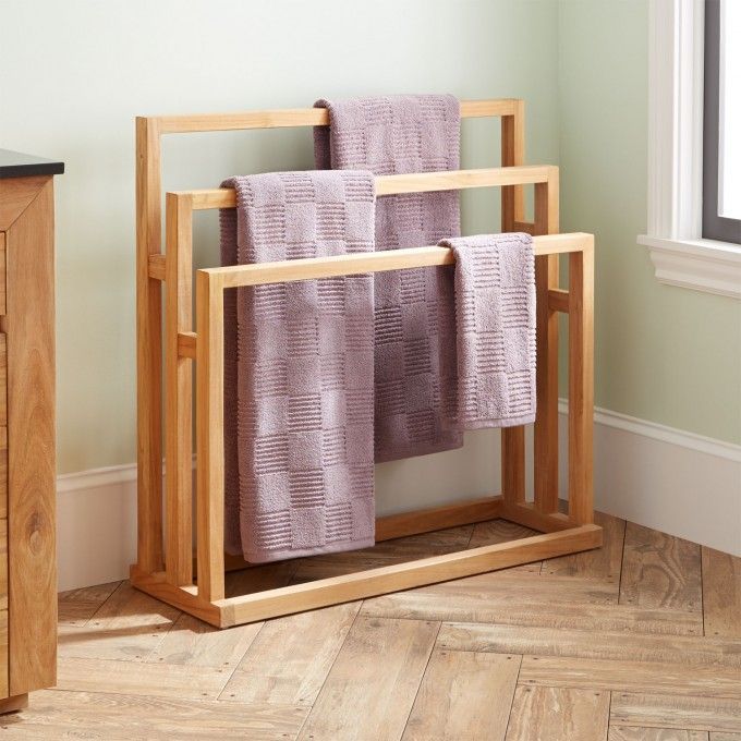 18 home accessories Wood towel racks
 ideas