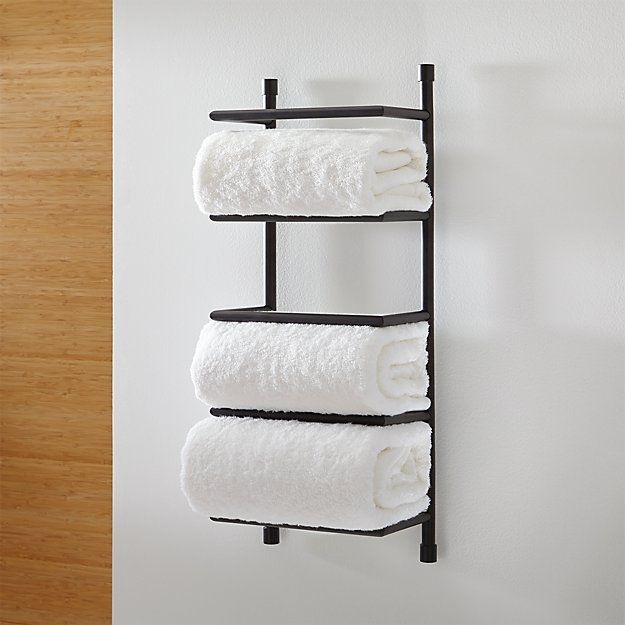 Brushed Steel Wall Mount Towel Rack + Reviews | Crate and Barrel -   18 home accessories Wood towel racks
 ideas