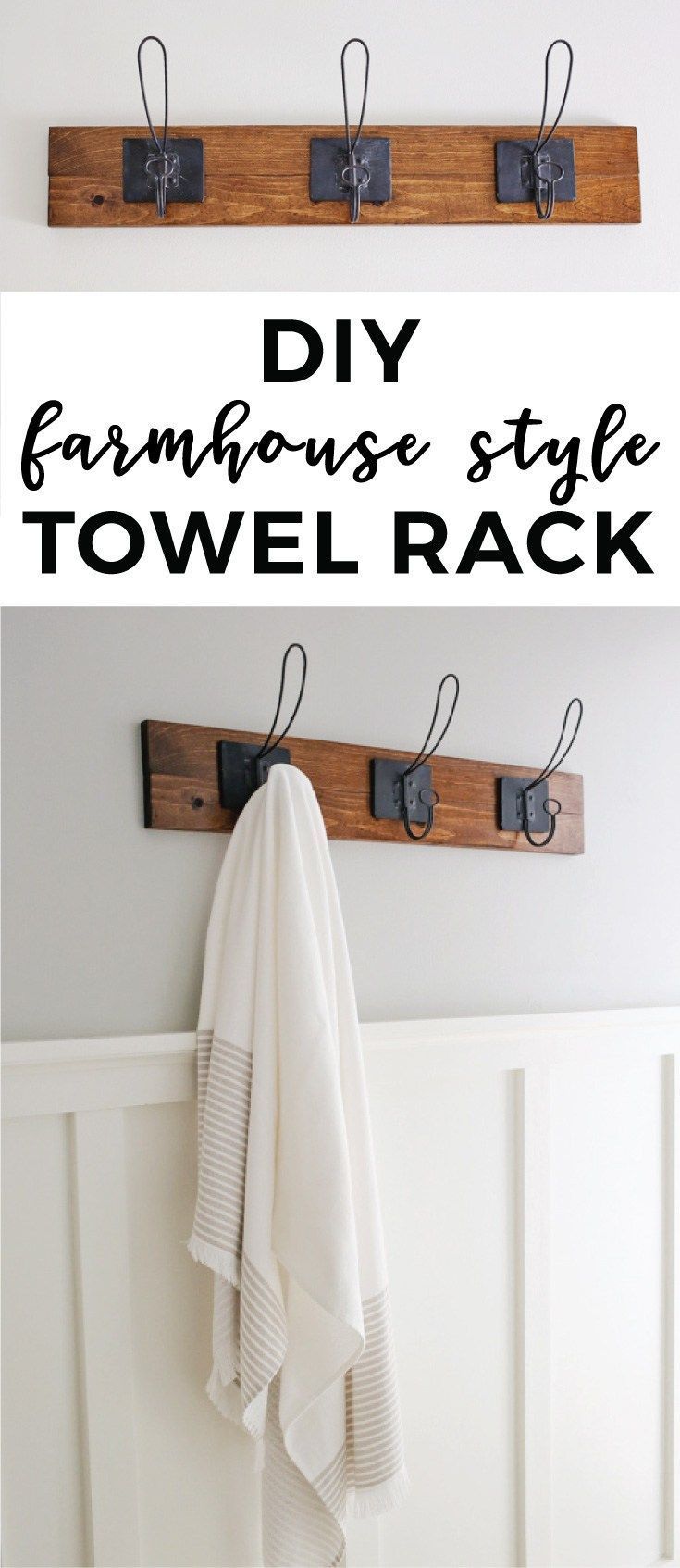 Farmhouse Style DIY Towel Rack -   18 home accessories Wood towel racks
 ideas