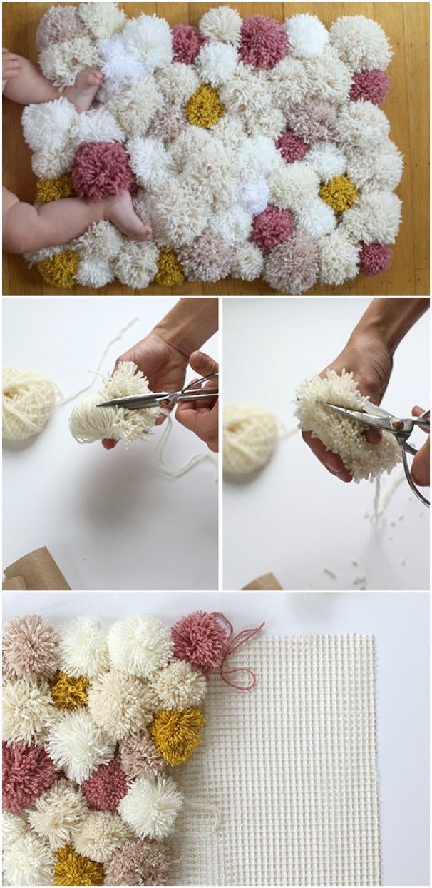 You'll Love To Make A Super Cute Pom Pom Rug -   18 room decor Cute pom poms
 ideas