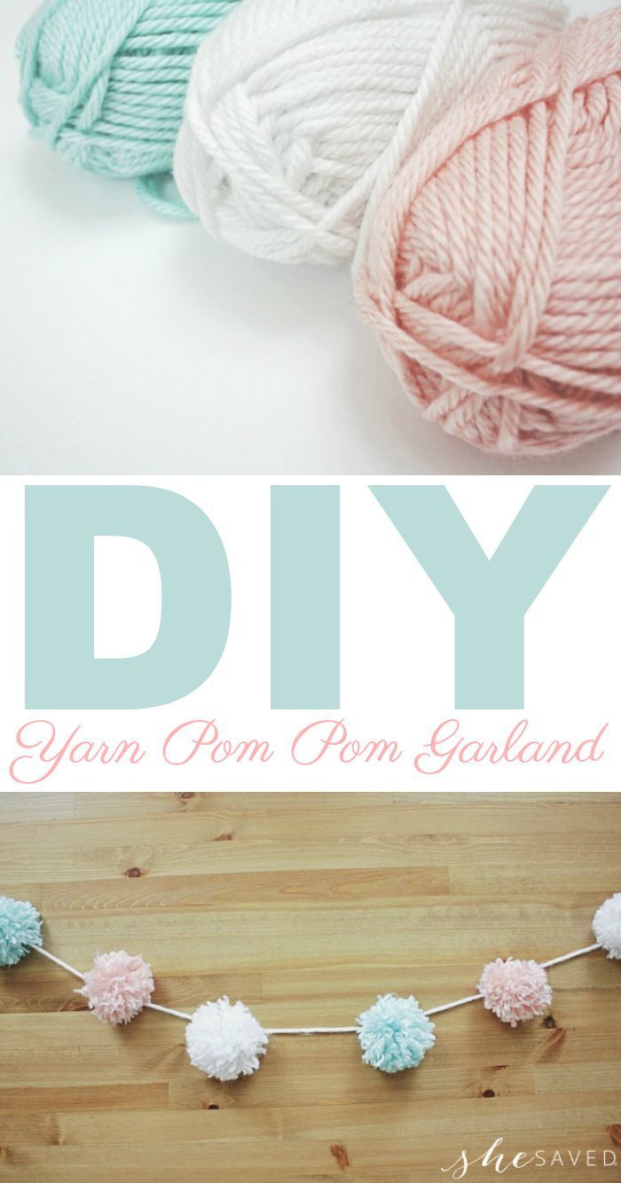 Easy DIY Party Yarn Pom Pom Garland Craft -   18 room decor Cute pom poms
 ideas