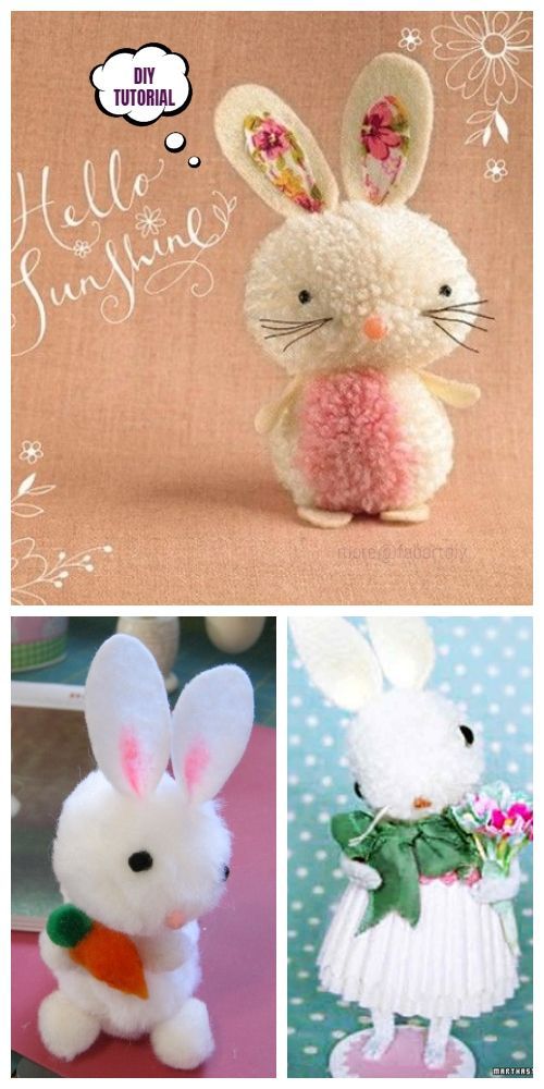 Easter DIY Pom Pom Bunny Tutorials -   18 room decor Cute pom poms
 ideas