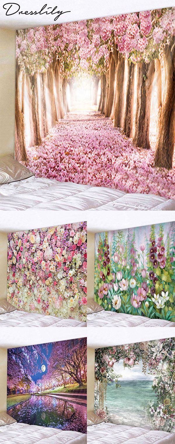 DressLily Flower Trees Print Tapestry Wall Hanging Decoration. #dresslily -   19 cottage decor blue
 ideas